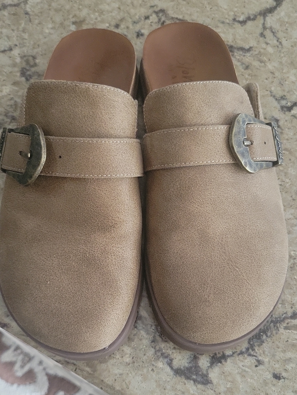 Blowfish Malibu Brown/ Gold Fabric upper Flat clogs-sienna